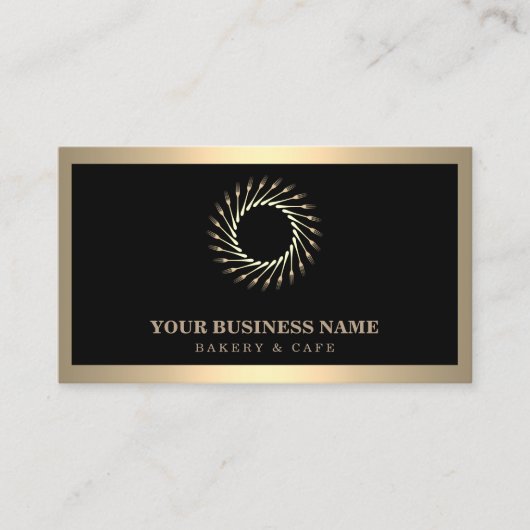 金ゴールドモダンウィスクフォークベーカリー 名刺 (正面)