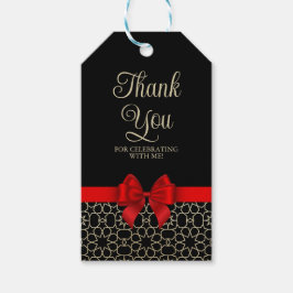 金ゴールドモダンエジプト幾何学赤弓ありがとう ギフトタグ