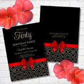 金ゴールドモダンエジプト幾何学赤弓40歳の誕生日 招待状