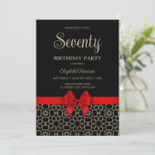 金ゴールドモダンエジプト幾何学赤弓70誕生日 招待状 (スタンド正面)