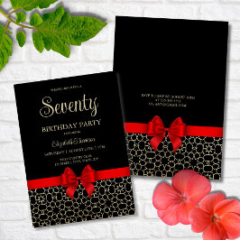 金ゴールドモダンエジプト幾何学赤弓70誕生日 招待状