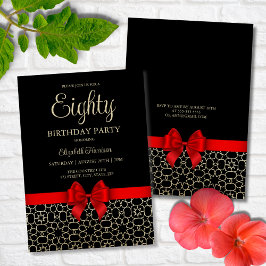 金ゴールドモダンエジプト幾何学赤弓80誕生日 招待状