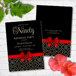 金ゴールドモダンエジプト幾何学赤弓90誕生日 招待状