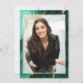 金ゴールドモダンエメラルドグリーン大理石卒業パーティー 招待状 (裏面)