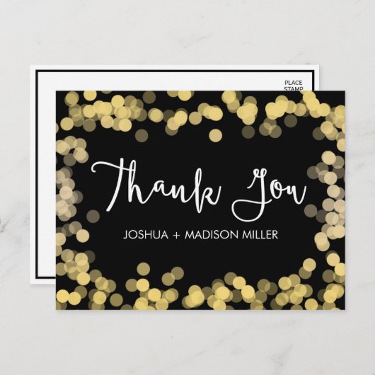 金ゴールドモダンエレガントな結婚式ありがとうポストカード ポストカード (正面/裏面)