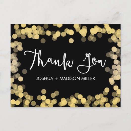 金ゴールドモダンエレガントな結婚式ありがとうポストカード ポストカード (正面)