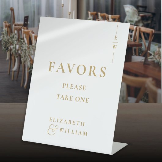 金ゴールドモダンエレガントモノグラム結婚の好意 台座サイン