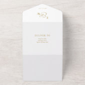 金ゴールドモダンエレガントモノグラ結婚ム オールインワン招待状 (外側)