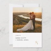 金ゴールドモダンエレガント写真バジェット結婚ズ 招待状 (正面)