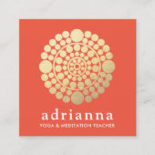 金ゴールドモダンオレンジサークルマンダラ スクエア名刺 (正面)