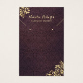 金ゴールドモダンオーナメントパープルダマスイヤリングディスプレイ (正面)