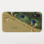 金ゴールドモダンオーナメント孔雀フェザー Case-Mate iPhoneケース (裏面(横))