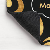 金ゴールドモダンカール模様モノグラムカスタム付き マウスパッド (コーナー)