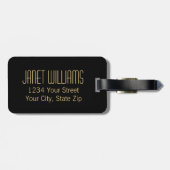 金ゴールドモダンカール模様モノグラムカスタム付き ラゲッジタグ (裏面横)