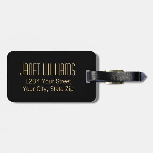 金ゴールドモダンカール模様モノグラムカスタム付き ラゲッジタグ (裏面横)