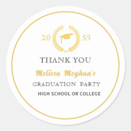 金ゴールドモダンキャップ卒業パーティーありがとう ラウンドシール