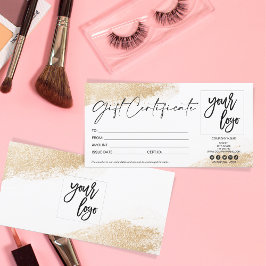 金ゴールドモダンギフトカード証明書の追加ロゴ