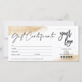 金ゴールドモダンギフトカード証明書の追加ロゴ (正面)