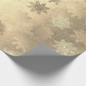 金ゴールドモダンクリスマスの雪片パターン ラッピングペーパー (角)