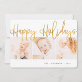 金ゴールドモダンクリスマスグリーティング3枚 シーズンカード (正面)