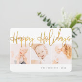 金ゴールドモダンクリスマスグリーティング3枚 シーズンカード (スタンド正面)