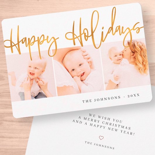 金ゴールドモダンクリスマスグリーティング3枚 シーズンカード