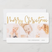 金ゴールドモダンクリスマスグリーティング3枚 シーズンカード (正面)