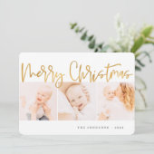 金ゴールドモダンクリスマスグリーティング3枚 シーズンカード (スタンド正面)