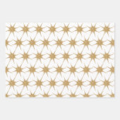 金ゴールドモダンクリスマススター ラッピングペーパーシート (正面)