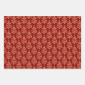 金ゴールドモダンクリスマスツリーパターン ラッピングペーパーシート (正面3)