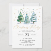 金ゴールドモダンクリスマスツリーパーティー 招待状 (正面)