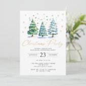 金ゴールドモダンクリスマスツリーパーティー 招待状 (スタンド正面)