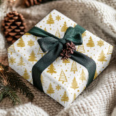金ゴールドモダンクリスマスツリーフェスティバル休日 ラッピングペーパー