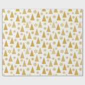 金ゴールドモダンクリスマスツリーフェスティバル休日 ラッピングペーパー (フラット)