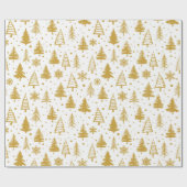 金ゴールドモダンクリスマスツリーフェスティバル休日 ラッピングペーパー (フラット)