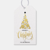 金ゴールドモダンクリスマスツリーホリデイ ギフトタグ (正面)