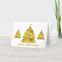 金ゴールドモダンクリスマスツリーホリデーフォトカード シーズンカード
