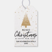 金ゴールドモダンクリスマスツリー ギフトタグ (正面)