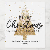 金ゴールドモダンクリスマスツリー ワインラベル (シングルラベル)