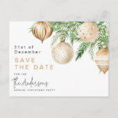 金ゴールドモダンクリスマスボーブル日付を保存 シーズンポストカード (正面)