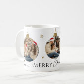 金ゴールドモダンクリスマス装飾写真コラージュ コーヒーマグカップ (正面左)