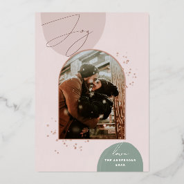 金ゴールドモダンクリスマス | エレガントJoy Arch写真 箔シーズンカード