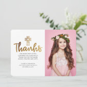 金ゴールドモダンクロスフォト確認ありがとうございます サンキューカード (スタンド正面)