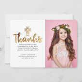 金ゴールドモダンクロスフォト確認ありがとうございます サンキューカード (正面)