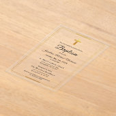 金ゴールドモダンクロスミニマルスエレガントプテスマ アクリル招待状 (レイダウン)