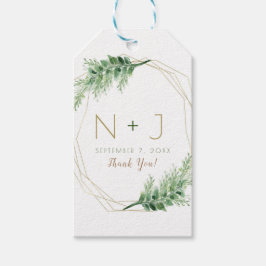 金ゴールドモダングラム幾何学植物学結婚院 ギフトタグ