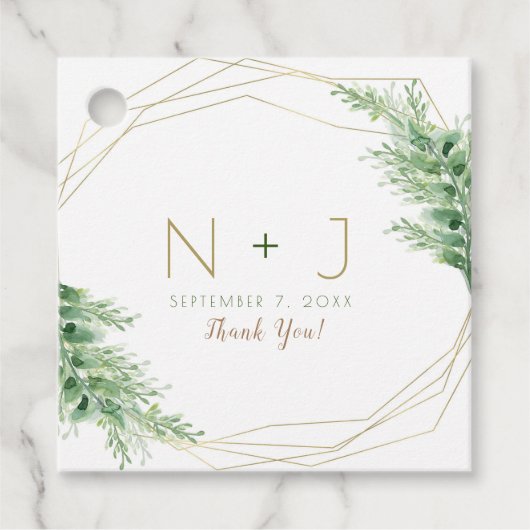 金ゴールドモダングラム幾何学植物学結婚院 フェイバータグ (正面)