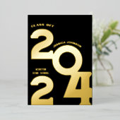 金ゴールドモダングラードパーティー箔招待状 箔招待状 (立ち正面)