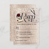 金ゴールドモダングリッターおとぎ話ウェディングRSVP 出欠カード (正面/裏面)