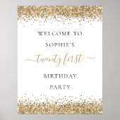 金ゴールドモダングリッターへようこそ21歳の誕生日パーティー ポスター (正面)